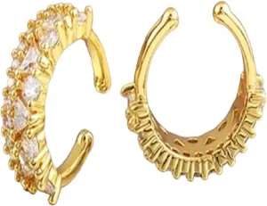 New 2025 Simple Design Ear Cuff Clip Earrings Her Gold Plated Zircon No Pierced Without Hole Women Cartilage Jewelry Party Decoration Jewelry Commemorative With You Accessories Trendy Best For Gift