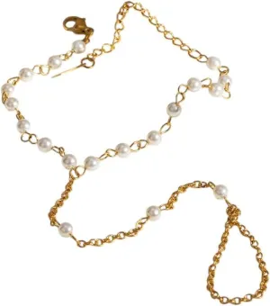 New 2026 18K Gold Plated Stainless Steel White Imitation Pearl Bracelet Chain polished Metal Statement Texture Fashion Charms Jewelry Trendy Accessories Creative Gift For Women And Men