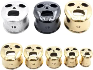 New 2026 1Pc Alloy Casting Ghost Face Oval Ellipse Ear Tunnels Plugs Expander Stretcher Gauges Earrings Piercing Body Jewelry Fashion Trendy Accessories Creative Gift