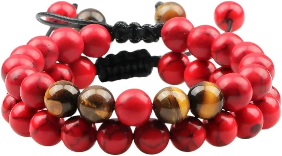 New 2026 2Pc/Set Couple Distance Beaded Bracelet 8Mm Natural Stone Tiger Eye Black Lava Bracelets For Women Prayer Jewelry Fashion Trendy Accessories Creative Gift