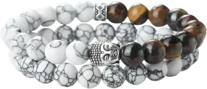 New 2026 2Pcs/Set Natural Tiger Eye Stone Bracelet Buddha Head Men Malachite Onyx Lava Bead Bracelets Prayer Bangle Buddhist Yoga Jewelry Fashion Trendy Accessories Creative Gift For Women And Men