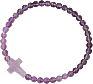 New 2026 4Mm Natural Amethysts Stone Beaded Bracelet Jesus Cross Charm Bracelets For Women Men Prayer Yoga Decoration Jewelry Luxury With You Accessories Trendy Creative Best Gift