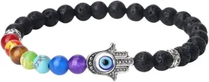 New 2026 6Mm 7 Beads Bracelets Lucky Hand Of Fatima Women Men Natural Lava Stone Agates Bracelet & Bangle Prayer Jewelry Fashion Trendy Accessories Creative Gift For Women And Men