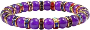 New 2026 Fashion Natural Stone Chalcedony Bracelets Charm Elastic Beads Bracelet Pulseira For Women Yoga Prayer Energy Jewelry Gifts Trendy Accessories Creative Gift For Women And Men