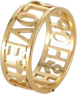 New 2026 Love Faith Hope Heart Ring For Women Hers Stainless Steel Gold Color Fashion Rings Birthday Wedding Jewelry Gifts 2025 Luxury Accessories Creative Gift