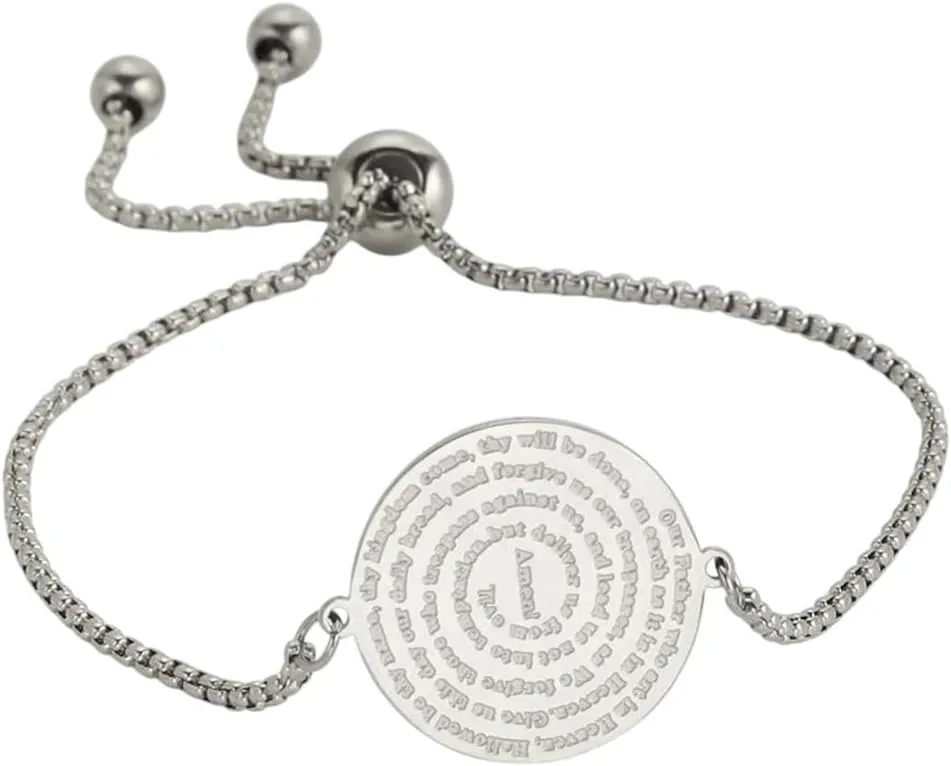 New 2026 Unisex Bible Verse Prayer Bracelet for Women Christian Jewelry Coin Medal Charm Amulet Stainless Steel Religious Decoration Luxury with You Accessories Trendy for Women and Men