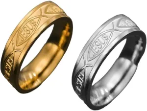New 2026 Unisex Jesus Fish Rings Stainless Steel Faith Religious Finger Ring Women Men Christian Prayer Amulet Jewelry Christmas Gifts Decoration Luxury Accessories Trendy Best for Gift and