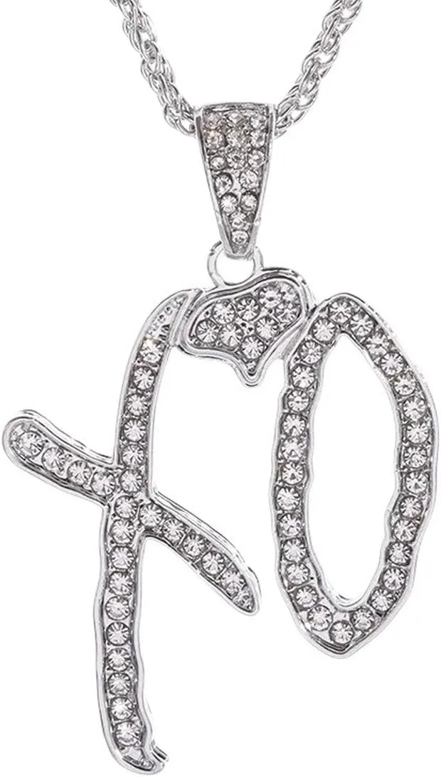 New 2026 Unisex Stainles Stell High Hip Hop Cubic Zirconia Xo Letter Pendant Earrings Necklace Set For Men And Women Fashion Trend Jewelry Trendy Accessories Creative Gift For Women And Men