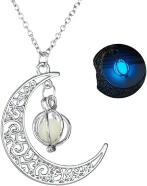 New 2026 Unisex Stainles Stell Luxury Glow In The Dark Necklaces Luminous Moon And Pendant For Women Fashion Jewelry Accessories Trendy Creative Gift For Women And Men