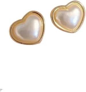 New 2026 White Imitation Pearl Heart Stud Earring For Women Simple Temperament Personality Jewelry Her Valentine's Day Herfriend Gift Fashion Trendy Accessories Creative For Women And Men