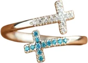 New For Arrival 2025 925 Sterling Silver Adjustable Cross Ring For Women Inspiration Christian Ring Faith Hope Cross Ring Religious Jewelry Fashion Accessories Creative Gift