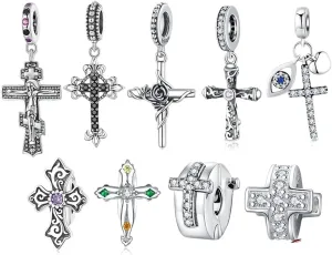 New For Arrival 925 Sterling Silver Jesus & Cross Pendant Fit Women DIY Bracelet & Bangle Vintage Cross Charms Collection Fine Jewelry With For You Fashion Accessories Creative Gift