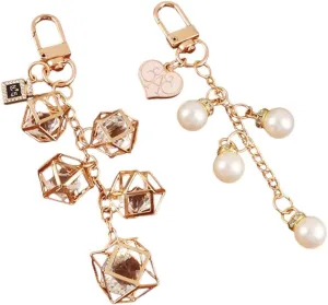 New For Arrival Creative Alloy Keychain Retro Imitation Pearl Crystal Keyring Fashion Bag Metal Accessories Car Key Holder Jewelry Couple Gifts With For You Accessories Creative Gift