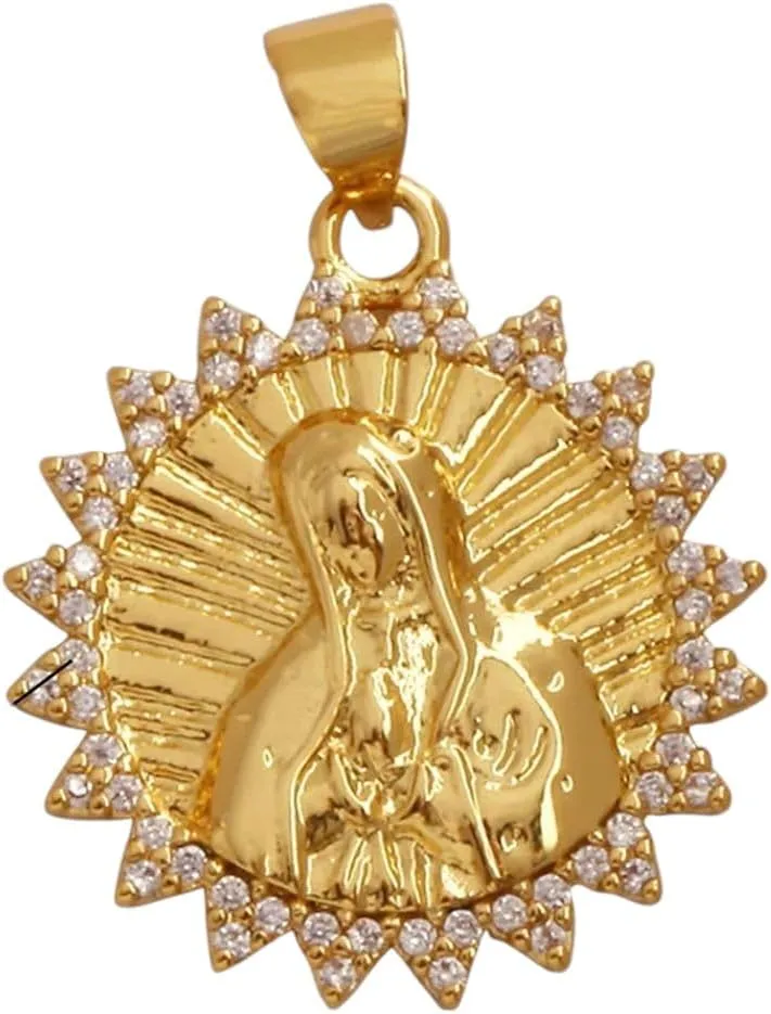 New For Arrival Trendy 2025 Holy Religious Style Virgin Mary Jesus Geometry Charm Pendant, 18K Gold Inlaid Zirconia Jewelry Necklace Accessories Supply Jewelry Fashion Accessories Creative Gift