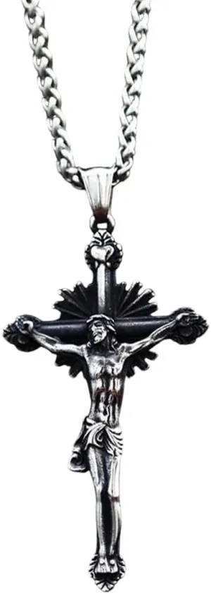 New For Trendy 2025 Christ Jesus Pendant Necklace 316L Stainless Steel Cross Chain Heavy Men Jewelry Gift Religious Jewelry Fashion Accessories Creative Gift