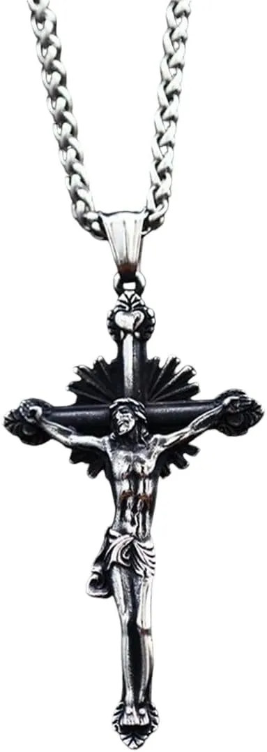 New For Trendy 2025 Christ Jesus Pendant Necklace 316L Stainless Steel Cross Chain Heavy Men Jewelry Gift Religious Jewelry Fashion Accessories Creative Gift