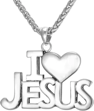 New For Trendy 2025 Jesus Heart Necklace For Men/Women Gift Gold Color Stainless Steel Christian Jewelry I Love Jesus Pendant&Chain Jewelry Fashion Accessories Creative Gift