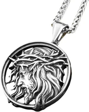 New For Trendy 2025 Vintage Openwork Jesus Pendant Necklace Stainless Steel Biker Amulet Necklace For Men Punk Fashion Jewelry Gifts Fashion Accessories Creative Gift