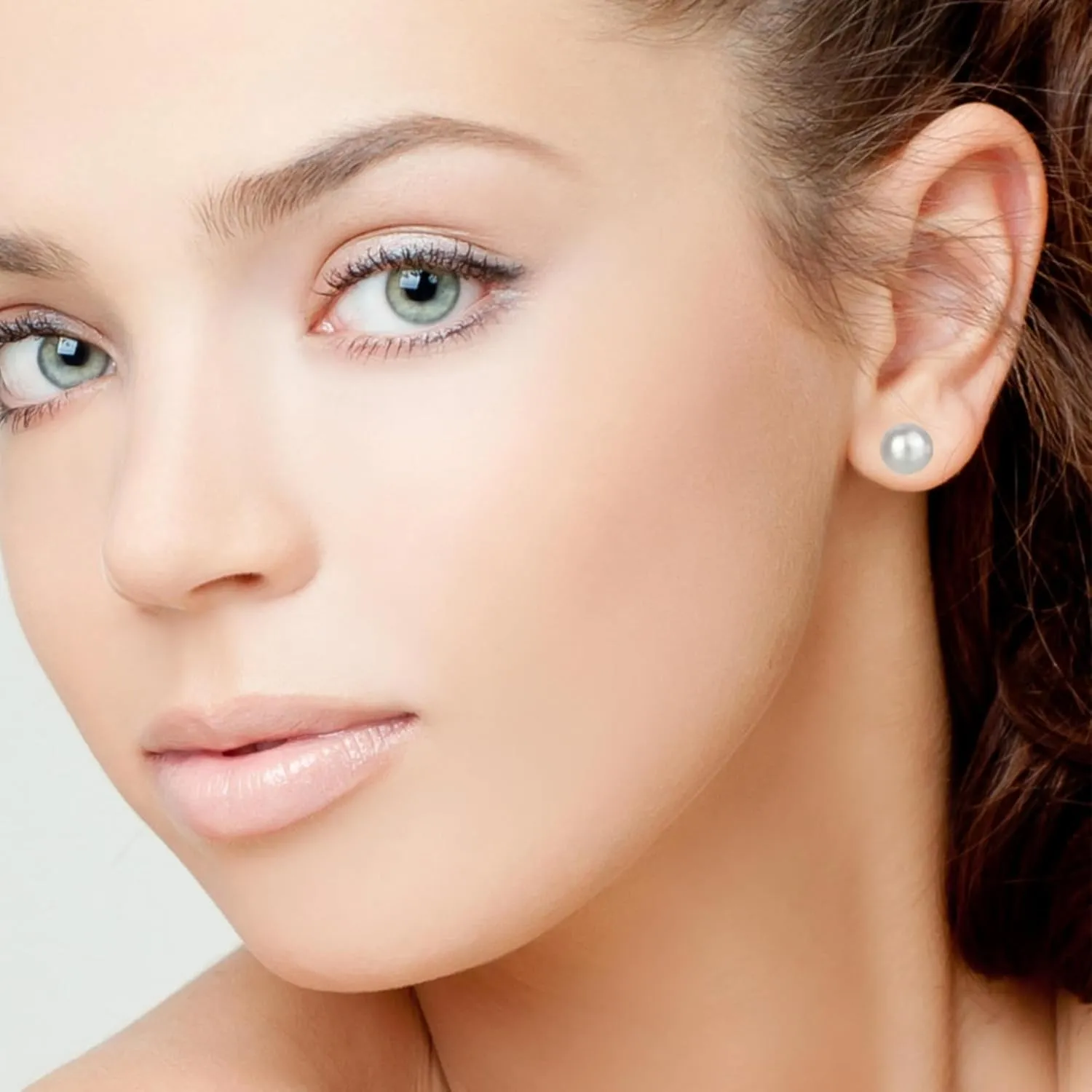 Nickel Free Sterling Silver White Freshwater Cultured Pearl Stud Earrings, Hypoallergenic Earrings with Genuine Cultured Pearls, Flat Back Button Pearl Earrings