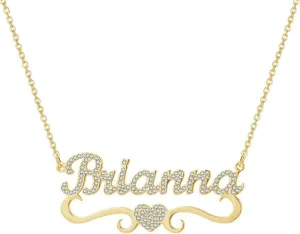 NOUMANDA Full Diamond Personalized Custom Name Necklace Love Heart Pendant Delicate Shining Initial Letter Jewelry for Women