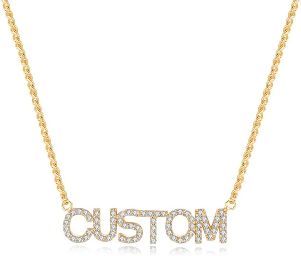 NOUMANDA Personalized Stainless Steel Custom Name Full Rhinestones Necklace Fashion Delicate Female Jewelry for Women