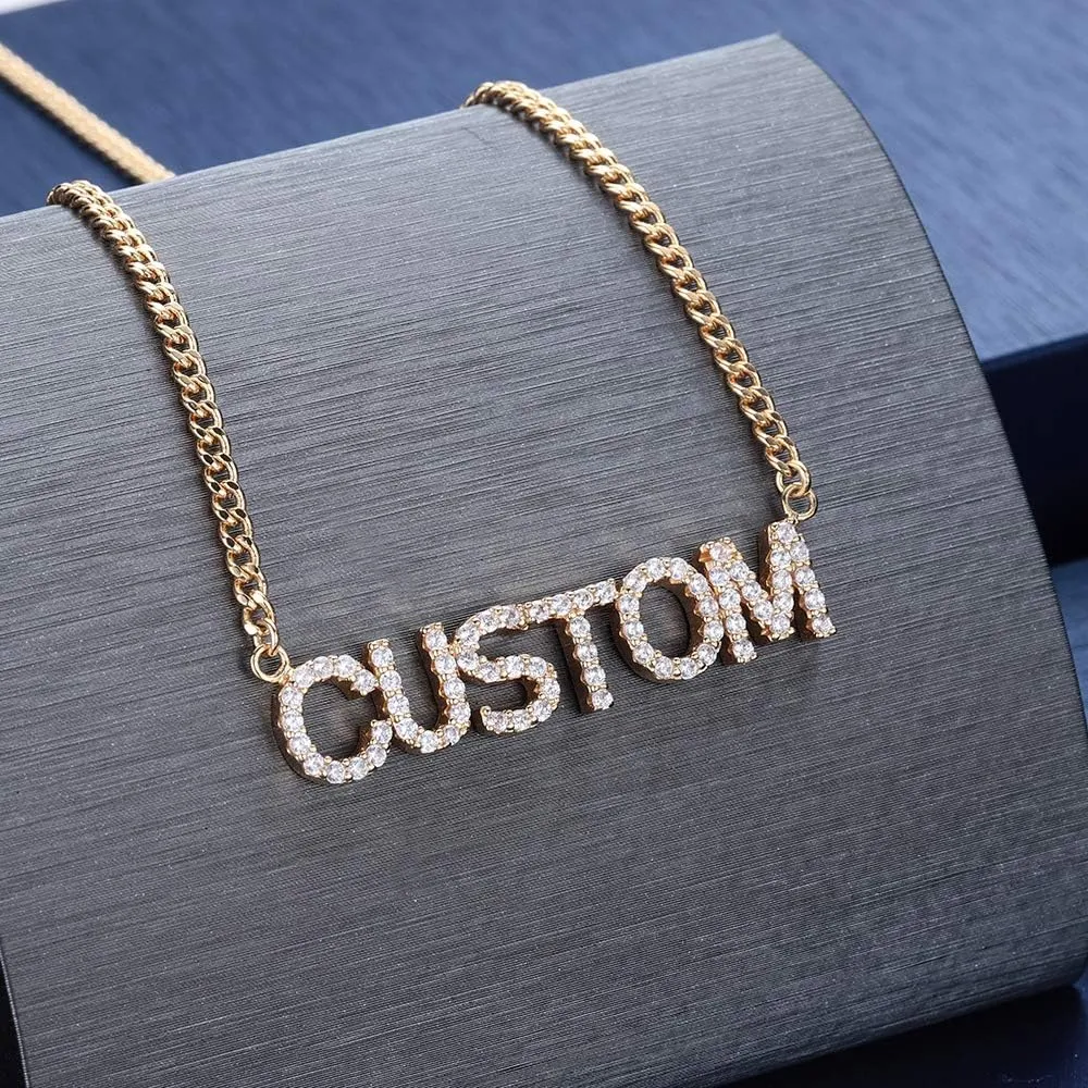 NOUMANDA Personalized Stainless Steel Custom Name Full Rhinestones Necklace Fashion Delicate Female Jewelry for Women