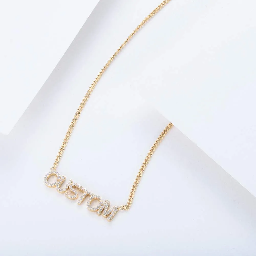 NOUMANDA Personalized Stainless Steel Custom Name Full Rhinestones Necklace Fashion Delicate Female Jewelry for Women