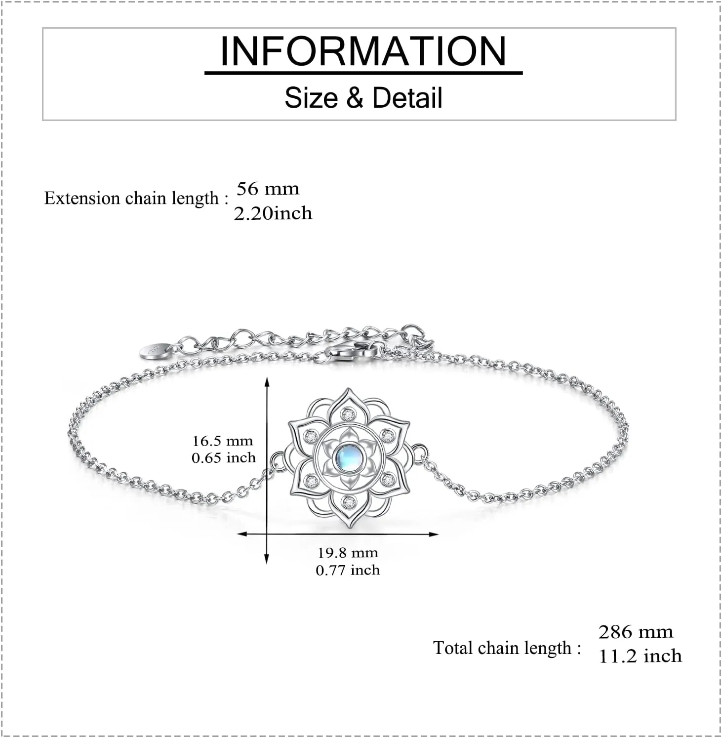 ONEFINITY Moonstone Lotus Bracelet 925 Sterling Silver Abalone Shell Lotus Flower Bracelets Yoga Jewelry Gifts for Women Mom