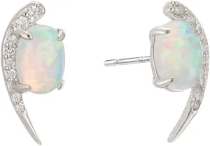 Opal Stud Earrings For Women 925 Sterling Silver Post Moon Earring with Cubic zircon, Hypoallergenic Stud Earring Dainty Trendy Jewelry for Women
