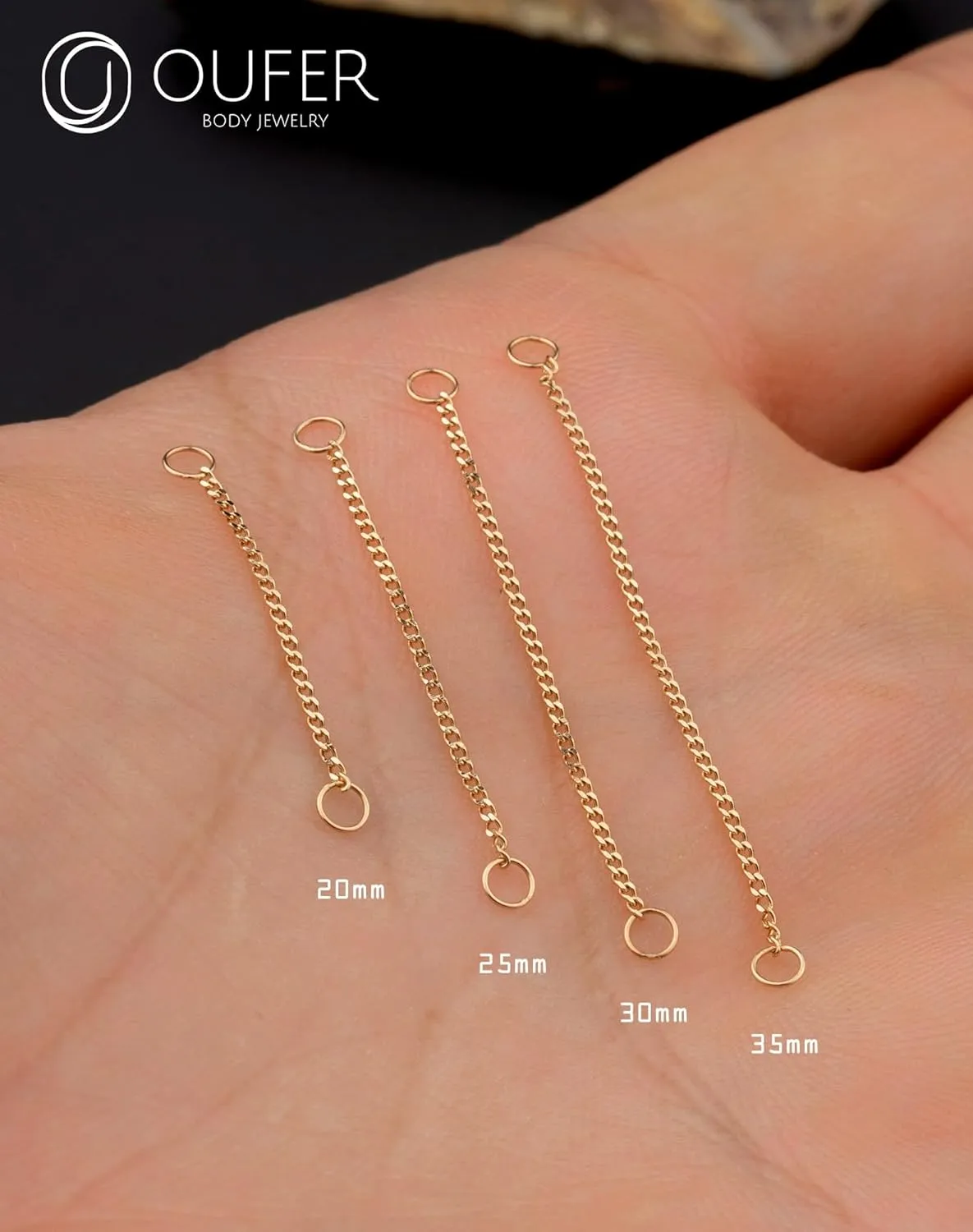 OUFER 14K Gold Earrings, Convertible Dangle Chain for Double Piercings, Drop Dangle Earrings