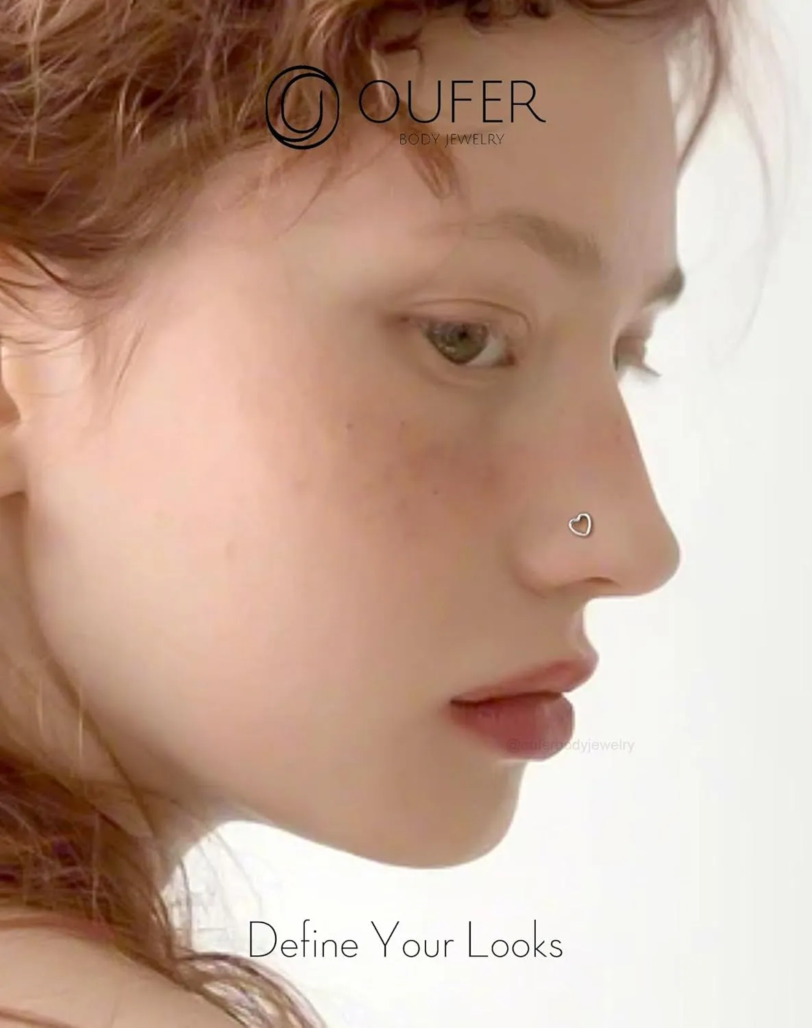OUFER 925 Sterling Silver Gold Nose Rings, Heart Nose Studs For Women, Cute Nose Nostril Piercing Jewelry, L-Shaped 20G Nose Rings Studs-Gold Heart