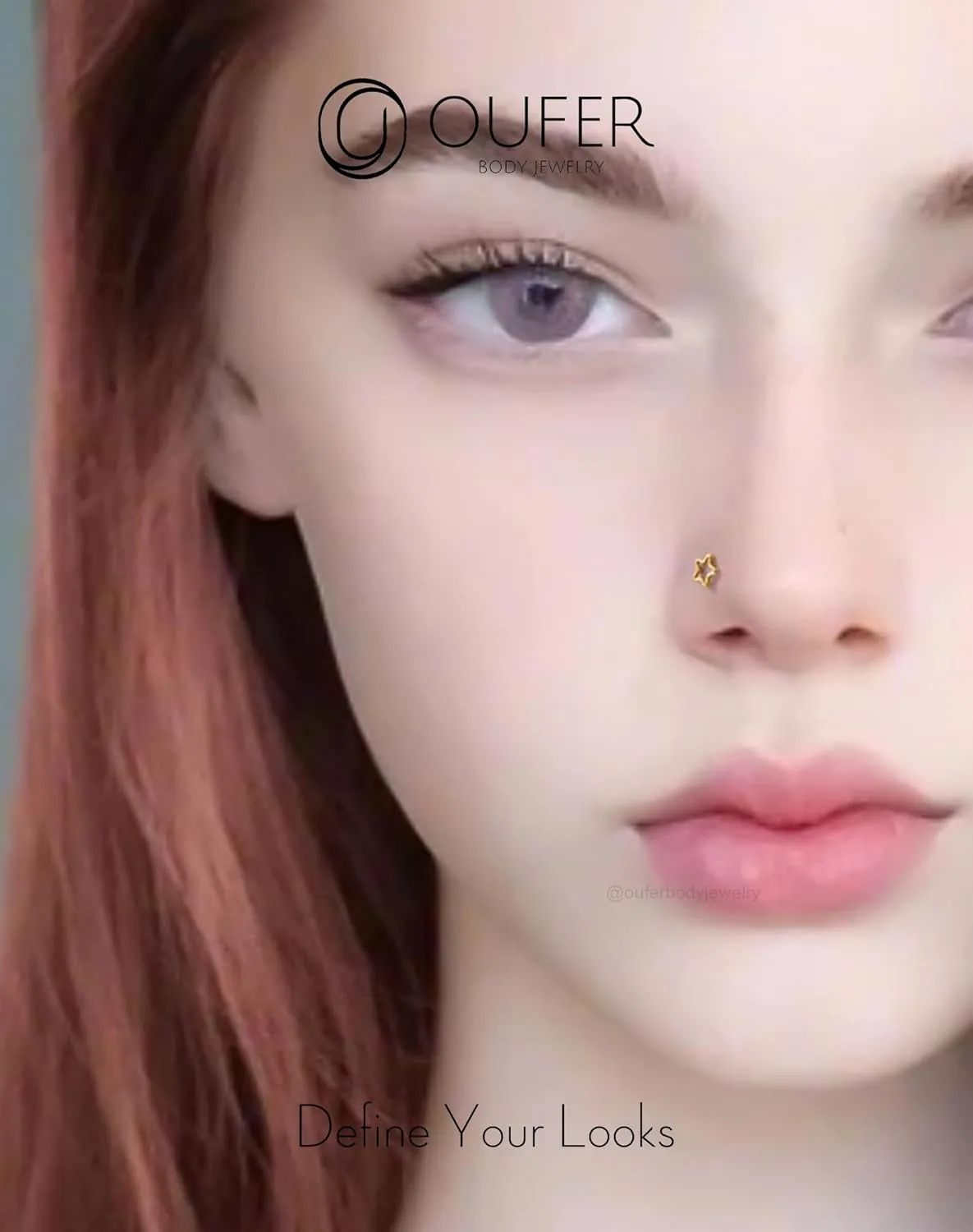 OUFER 925 Sterling Silver Gold Nose Rings, Heart Nose Studs For Women, Cute Nose Nostril Piercing Jewelry, L-Shaped 20G Nose Rings Studs-Gold Heart