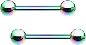 Pair 14g 3/4" Rainbow Titanium Barbell Barbells Tongue Rings Body Unique Jewelry Delicate Design Piercing Steel Surgical For Women