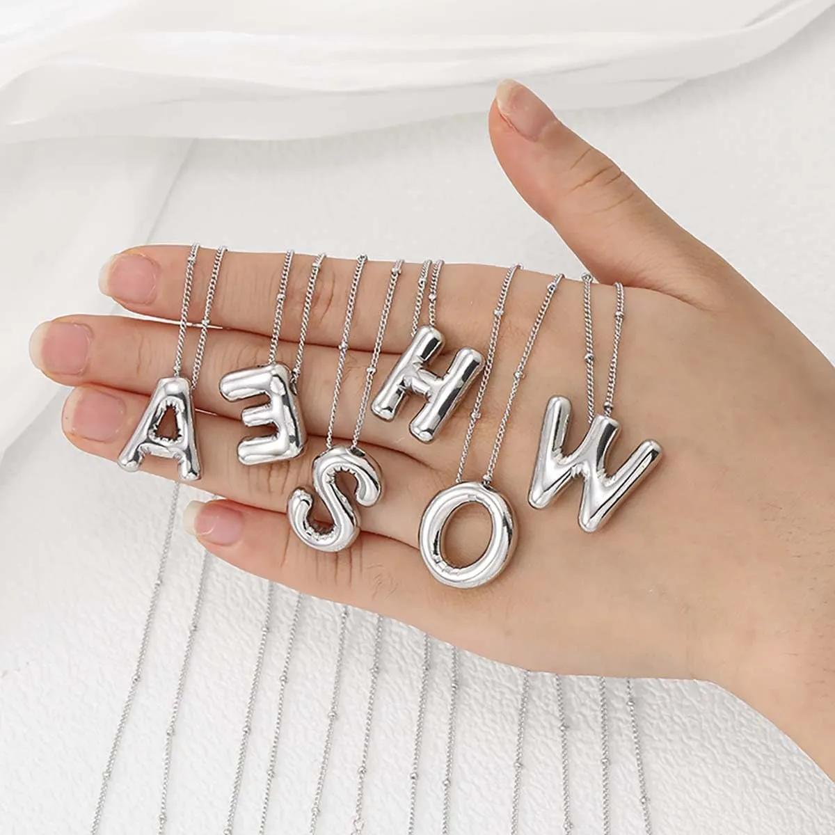 PANSHI Gold Initial Necklaces for    Layered Choker Bubble Letter Necklace Gold Jewelry Teen Gift Trendy Stuff Personalized Gifts for Women Her
