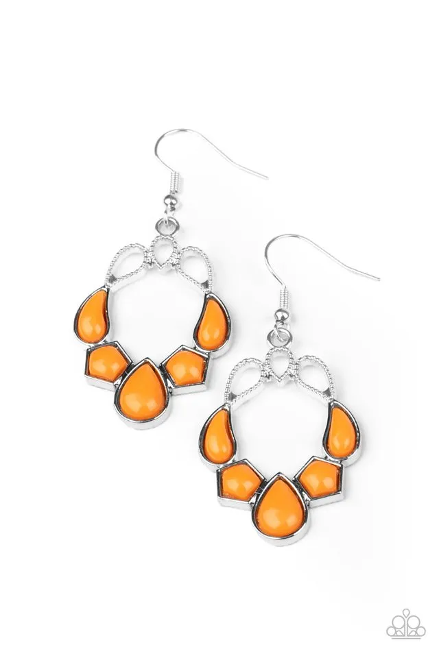Paparazzi Earring ~ Its Rude to STEER - Orange