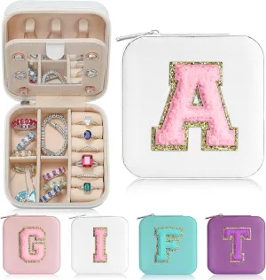 Parima Gifts for Girls - Girl Gifts, 3 4 5 6 7 8 9 10 11 12 13 14 Year Old,Gifts for Teens Kids Daughter Sister Birthday Gifts for Women Travel Jewelry Case Small Jewelry Box | Letter A, White