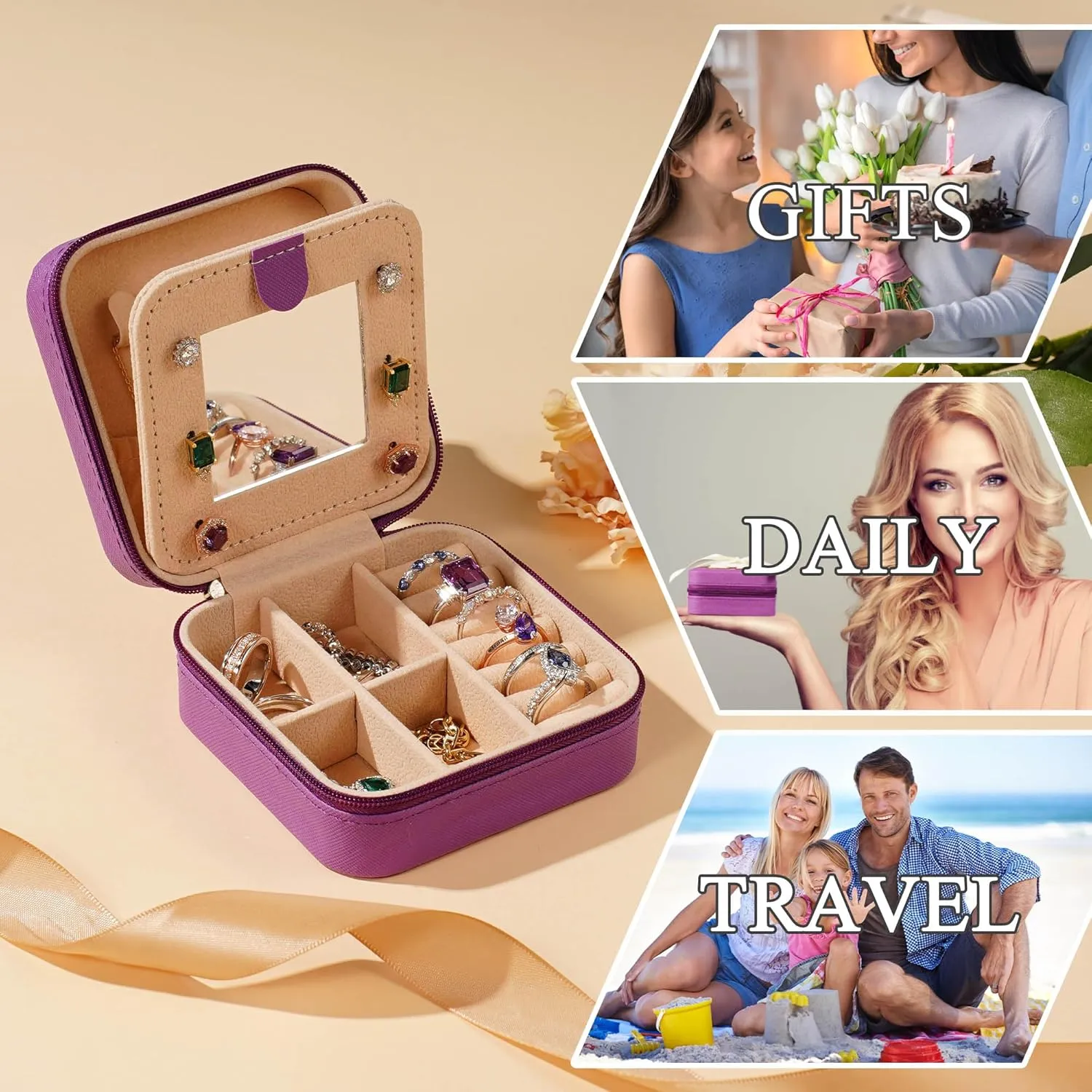 Parima Graduation Gifts for Teen Girls - Travel Jewelry Case, Necklace Earrings Box for Girls Jewelry Box | Teen Girl Gifts for Teenage Girls | Birthday Gifts for Girls 2025 - Letter B, Purple