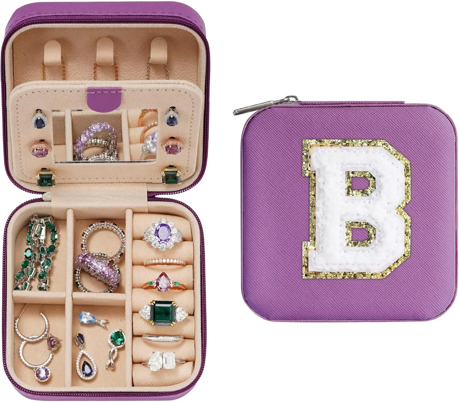 Parima Graduation Gifts for Teen Girls - Travel Jewelry Case, Necklace Earrings Box for Girls Jewelry Box | Teen Girl Gifts for Teenage Girls | Birthday Gifts for Girls 2025 - Letter B, Purple