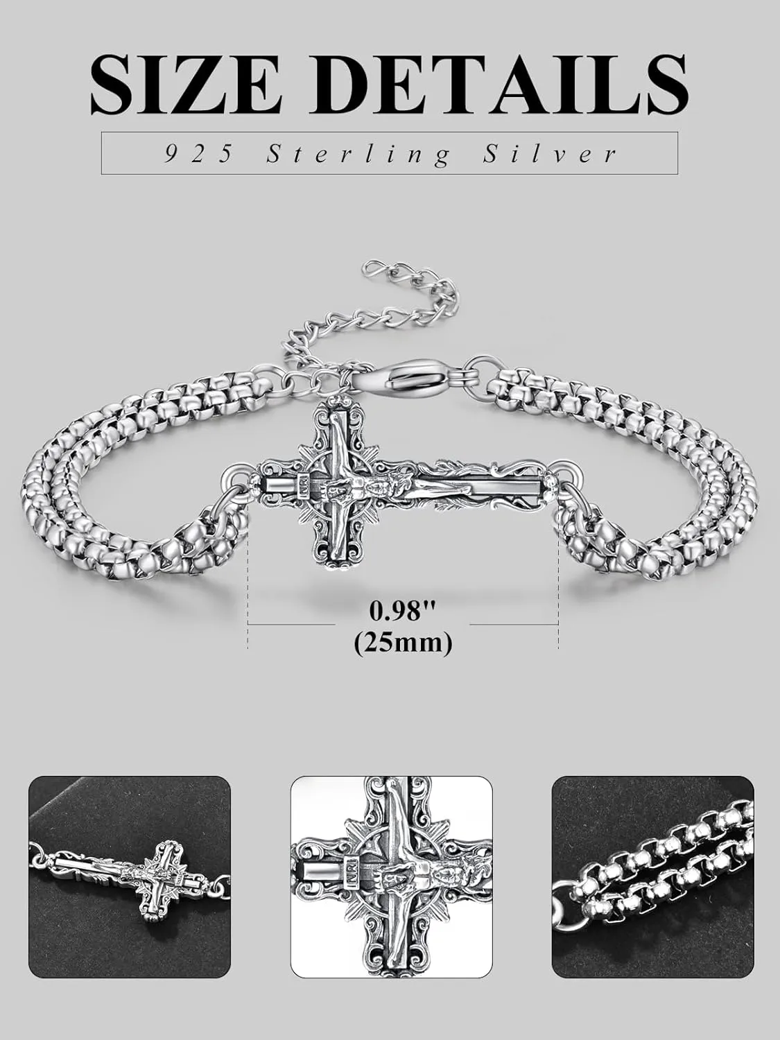 Patron Saint Bracelet 925 Sterling Silver Religious Protector Medal Bracelets Jewelry Gifts for Women Men