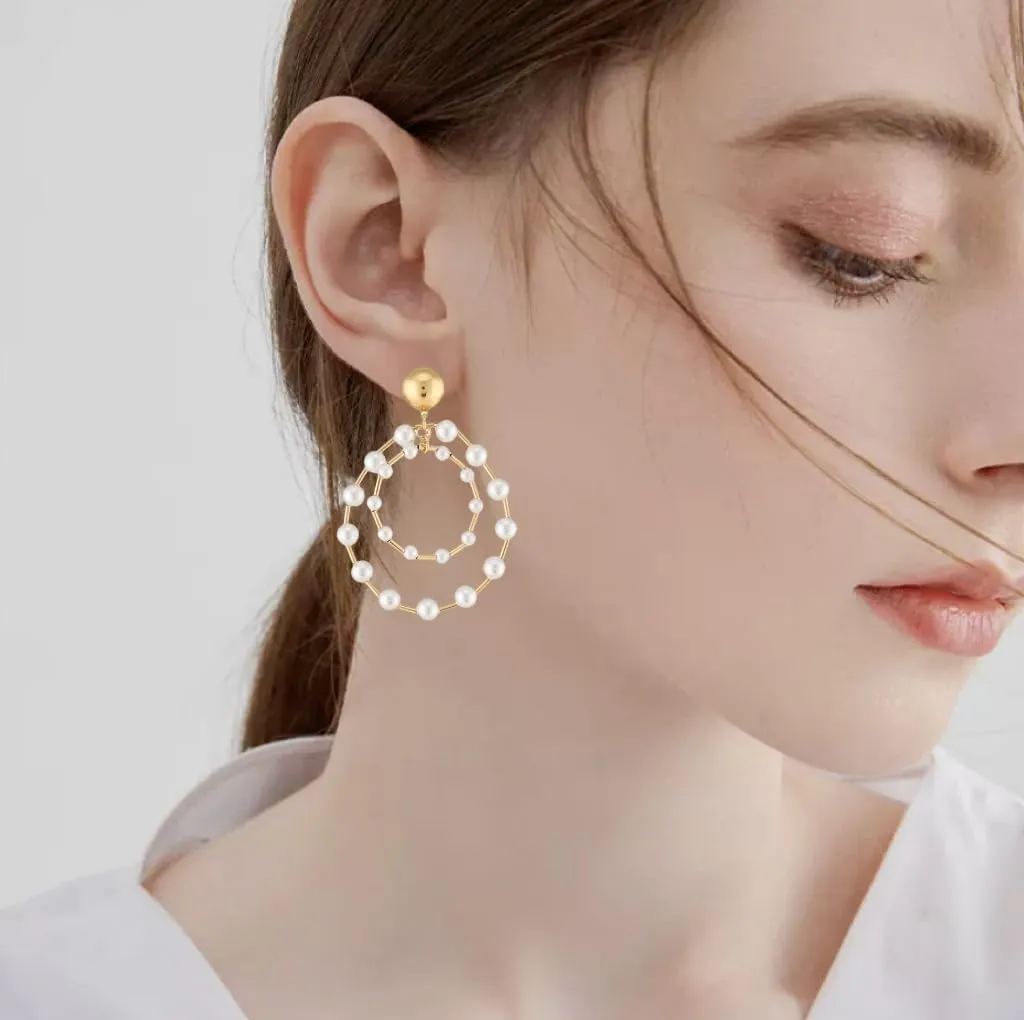 Pearl Drop Earrings for Women Hypoallergenic and Lightweight Gold Dangle Earrings for Women