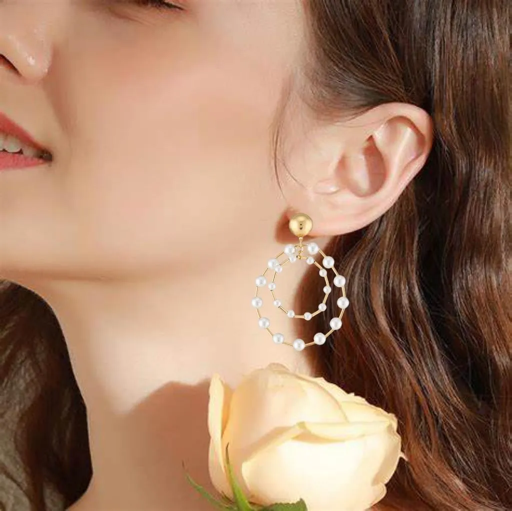 Pearl Drop Earrings for Women Hypoallergenic and Lightweight Gold Dangle Earrings for Women
