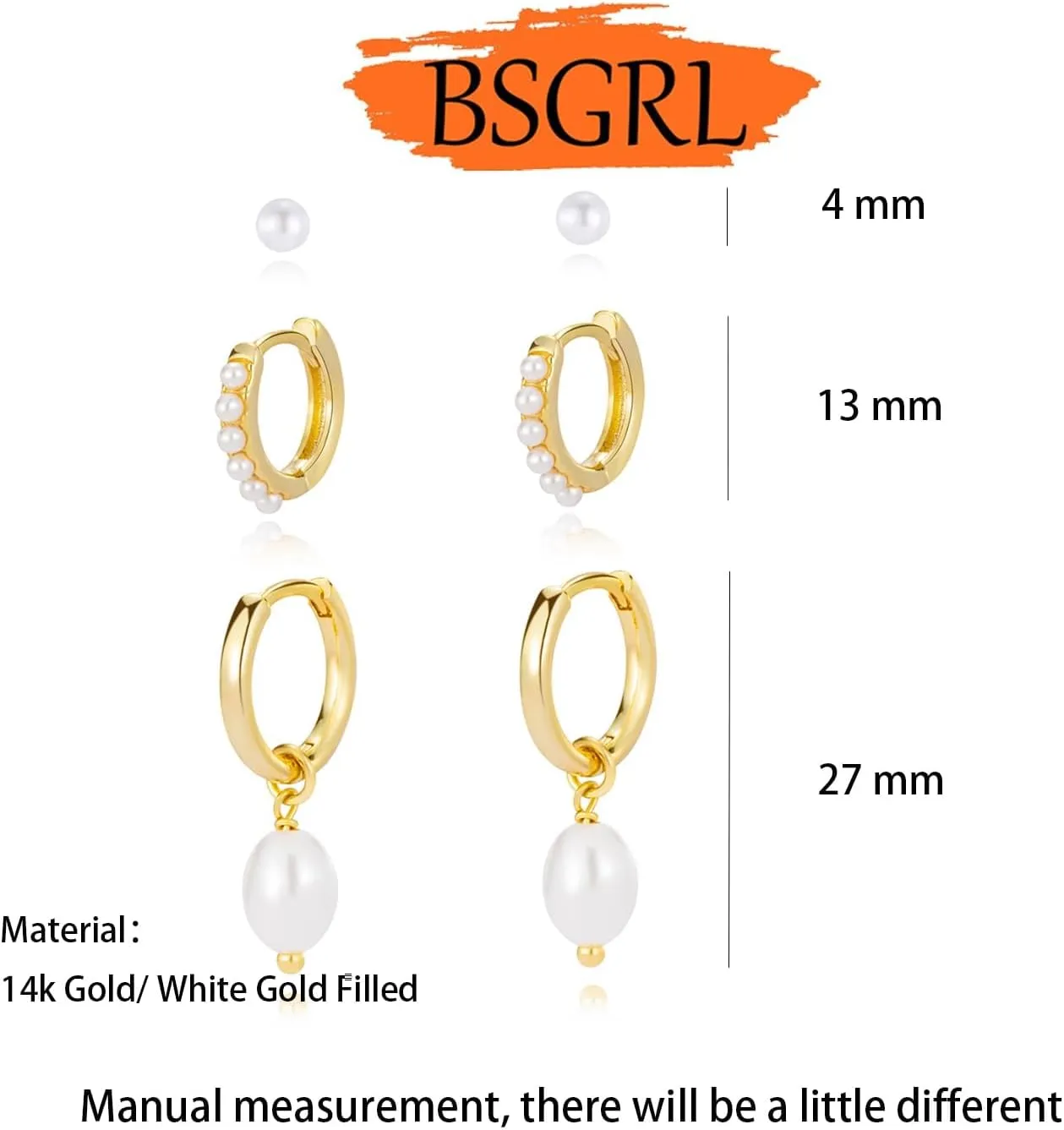 Pearl Earrings-14K Gold Plated Dainty Pearl Huggie Small Hoop Drop Dangle Earrings for Women Bridal Bridesmaids Elegant Wedding Jewelry