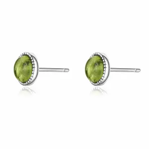 Peridot Stud Earrings Sterling Silver, Green Healing Crystal August Birthstone Hypoallergenic Earrings for Women and Girls, Trendy Peridot Gemstone Earrings Birthday Jewelry Gifts for Her