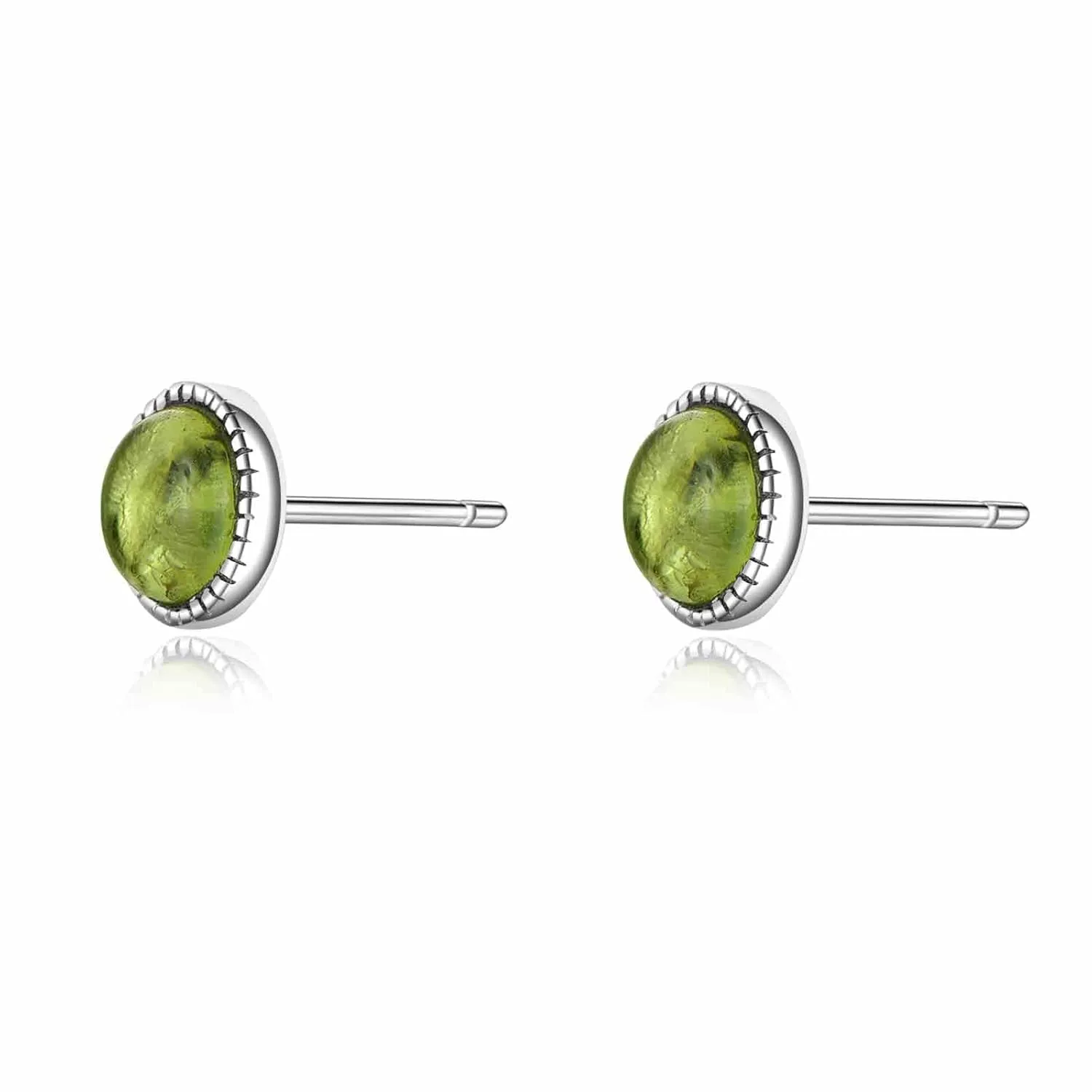 Peridot Stud Earrings Sterling Silver, Green Healing Crystal August Birthstone Hypoallergenic Earrings for Women and Girls, Trendy Peridot Gemstone Earrings Birthday Jewelry Gifts for Her