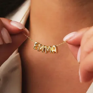 Personalized 3D Bubble Letter Necklace,18K Gold Plated Custom Name Necklace with A-Z Initial Necklaces Mothers Day Gifts for Women Mom