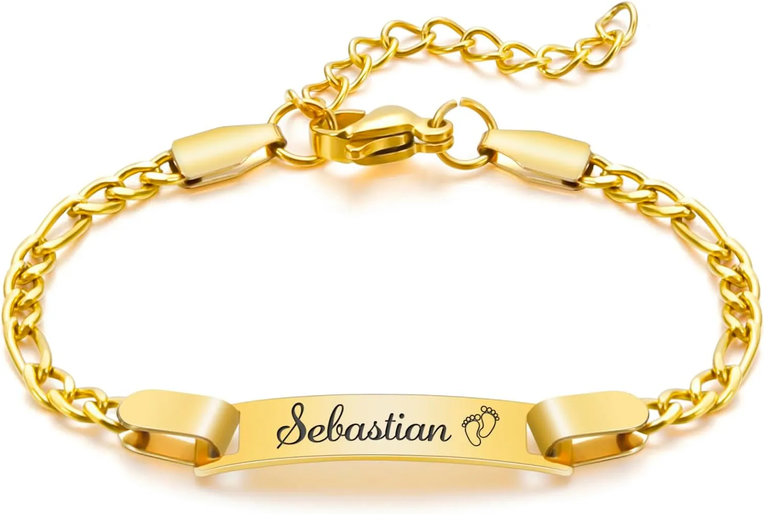 Personalized Baby Name Bracelet, 18K Gold Plated Customized Bracelets Id Protection Bracelet New Born Birthday Gift for Toddler Girls Boys
