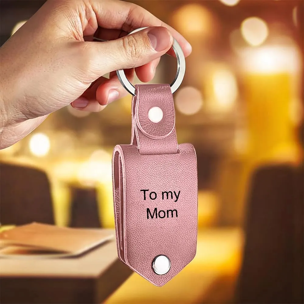 Personalized Photo/Text Leather Keychain for Men Womens Custom Picture Key Chains Memorial Gifts for Family Lover