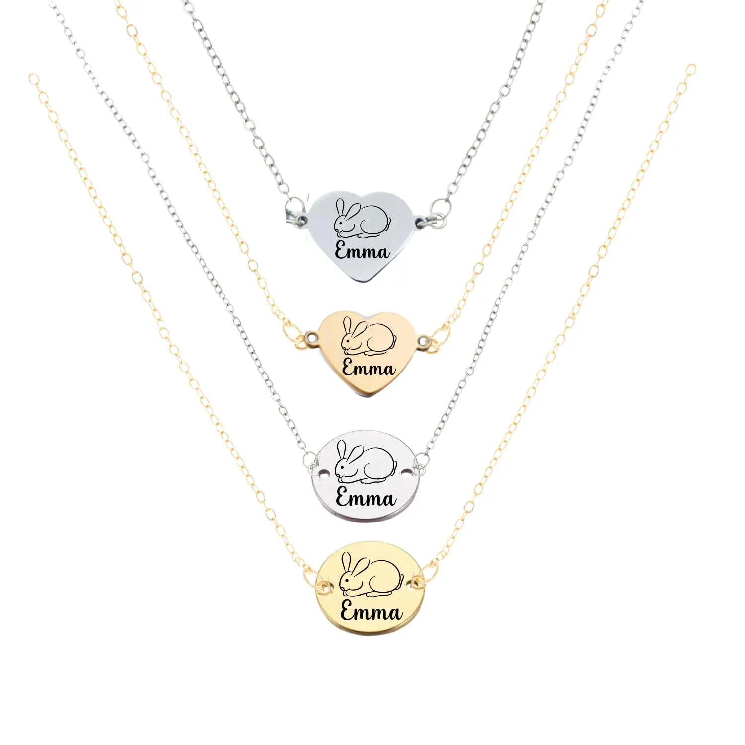 Personalized Rabbit Necklace, Rabbit Gift, Custom Engraved Bar Necklace, Memorial Keepsake for Rabbit Mom, Rabbit Lover Gift (Style 7)