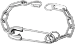 Personalized Safety Pin Chain Link Bracelet for Women Men Paperclip Charm Silver Dainty Friendship Fashion Y2K Bracelets for Daughter Mom Classic Style Simple Love Jewelry Unisex