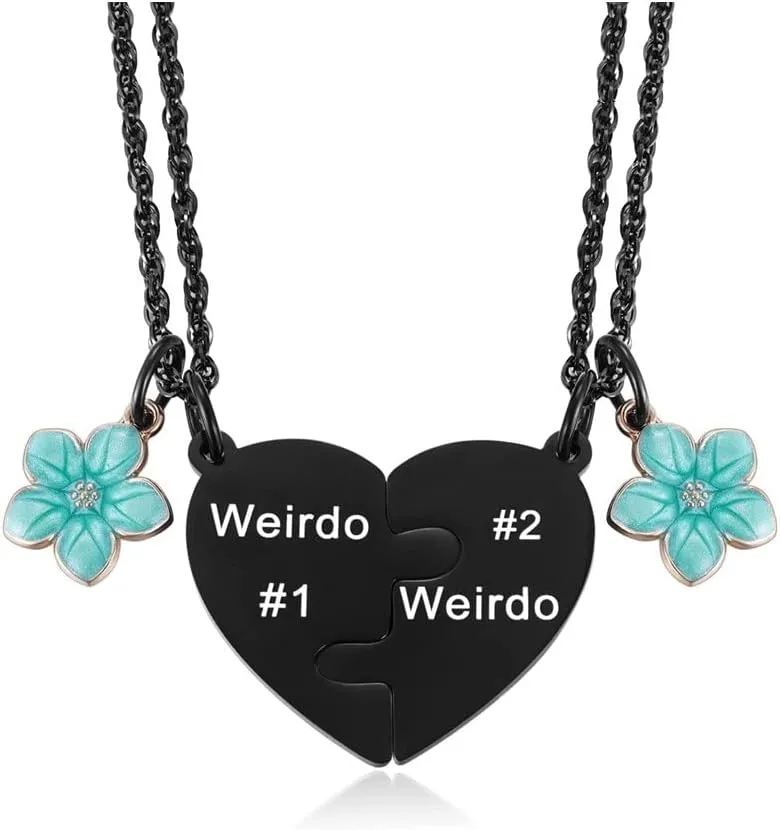 Pingyongchang Couples Pendant Necklace Chain Necklace Personalized Matching Puzzle Diagrams Split Heart Necklaces Gifts for Women Mens friend Valentines Birthday